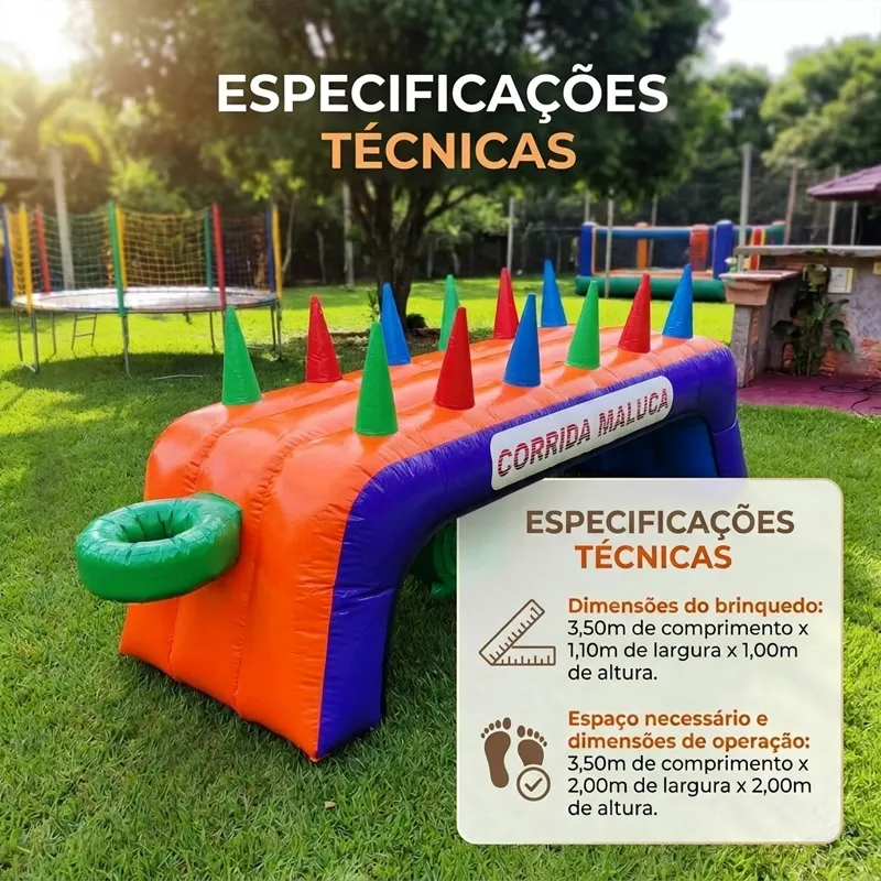 Espaço necessário para instalar a corrida maluca inflável